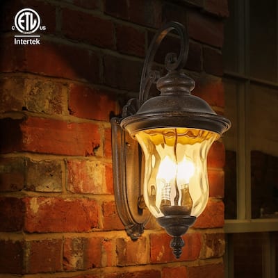 22" Classic Outdoor Wall Lantern - Single Weatherproof Sconce with Clear Glass Shade (Vintage-Style Bulb Not Included)‌