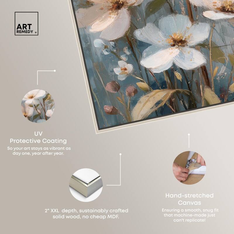 Vintage White Meadow Canvas by Art Remedy
