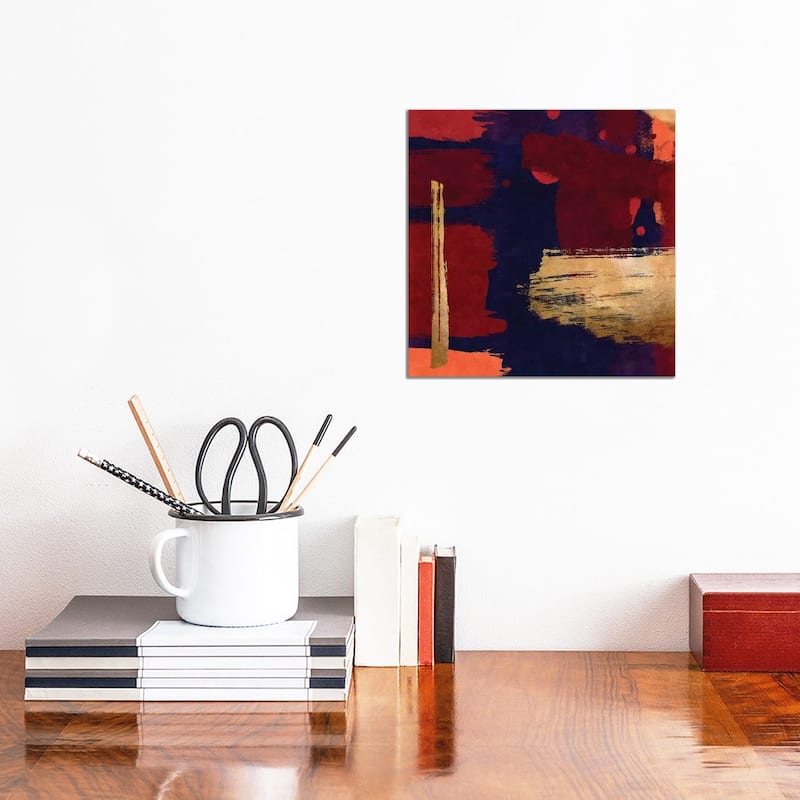 iCanvas "Brush Diptych Red II" by Danilo de Alexandria Canvas Print - 12x12x0.75