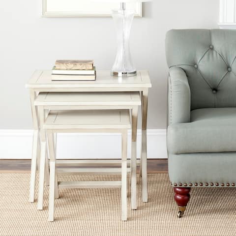 SAFAVIEH Sete Antiqued White Birch Nesting Tables (Set of 3) - 24.4" x 16.5" x 23.8"
