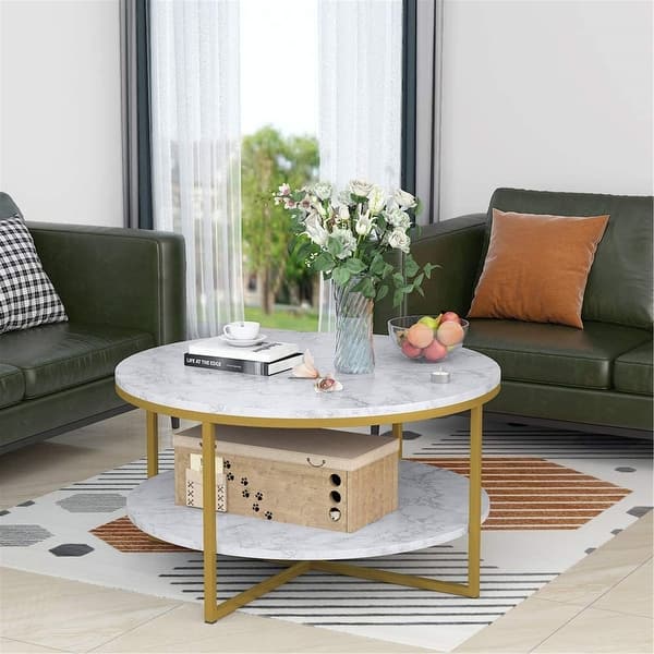 Nordic Style Coffee Table Gold Metal White Marble Living Room Accent Table With Round Top Set Of 2 In 2020 Living Room Coffee Table Living Room Accent Tables Round Coffee