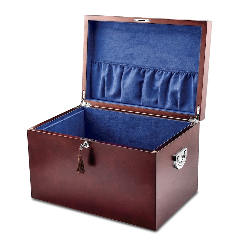 Curata Luxury Giftware Cherry Poplar Veneer Matte Finish Locking Memorial Keepsake Box