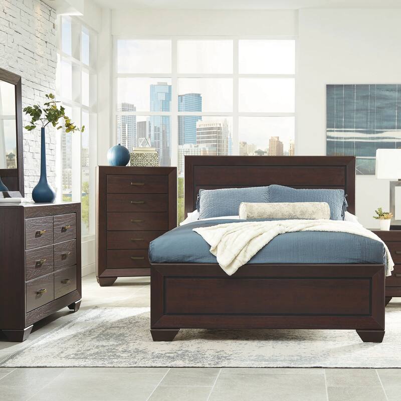 Queen Panel Bed in Dark Cocoa with Engineered Wood Frame