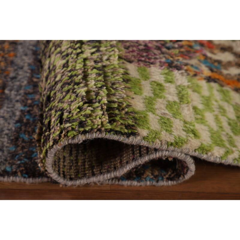 Checkered Plush Moroccan Oriental Area Rug Handmade Wool Carpet - 7'11" x 10'9"