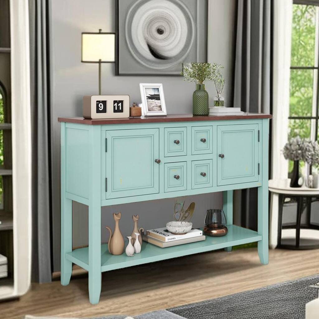 Vintage Console Table with Drawers and Cabinets,Modern Console Table for Entryway, Living Room and Hallway