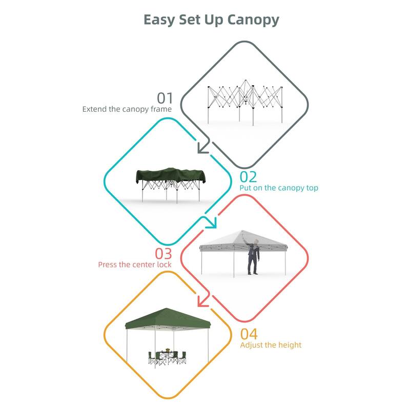 Instant Pop-Up Canopy Tent, No Sidewalls, for Beach, Party