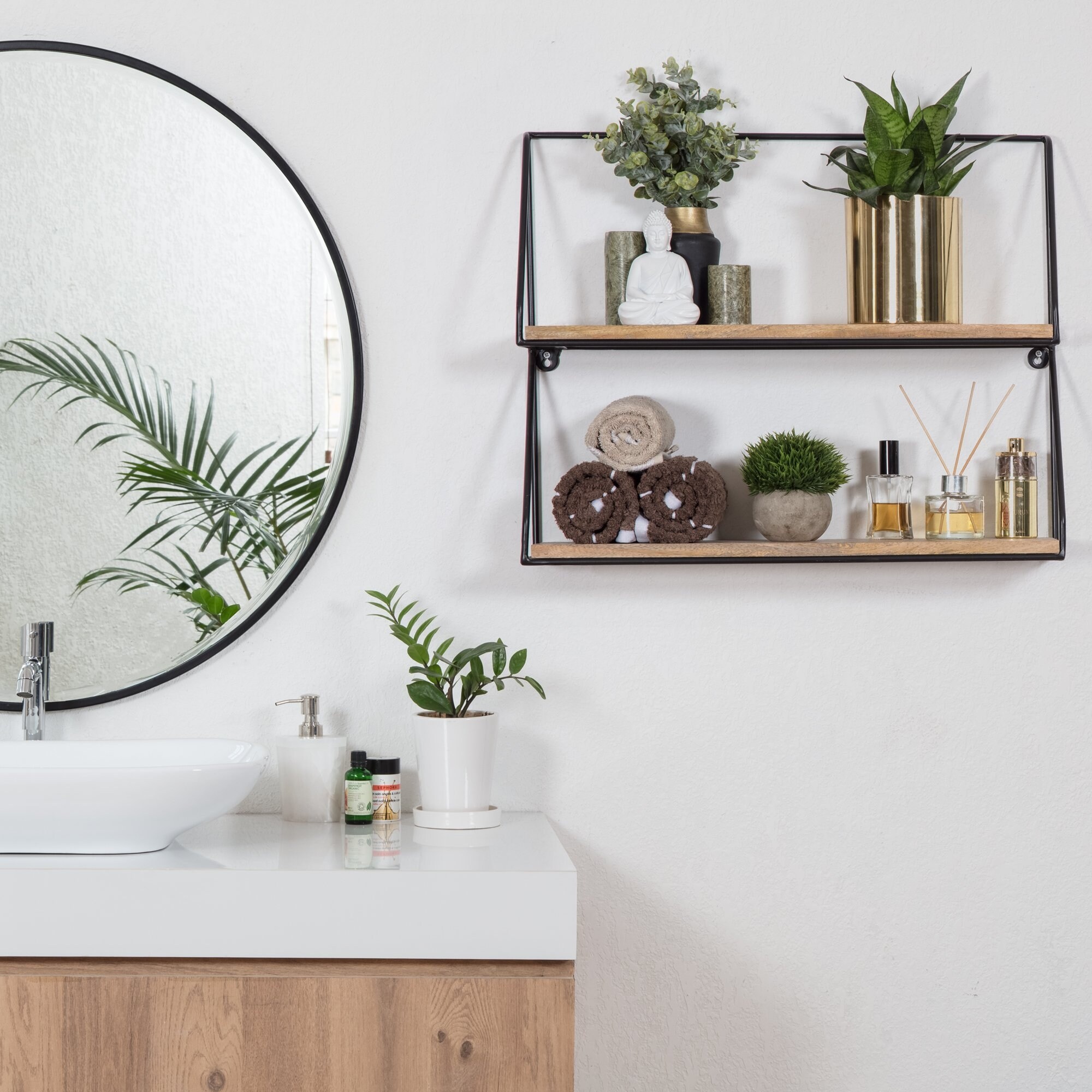 Lugo Two Tier Floating Wall Shelf - Overstock - 22418517