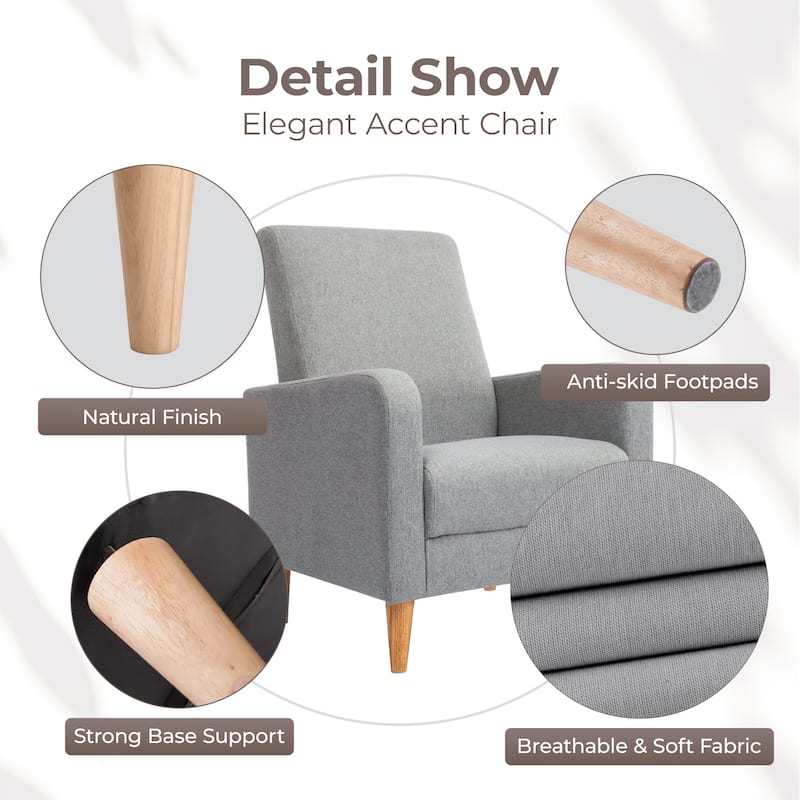 RENEWLINE Modern Accent Chair with Pillow & Walnut Legs - Lounge Seat for Living Room, Compact Design