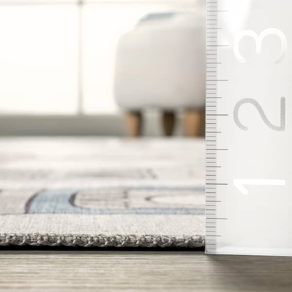 dimension image slide 1 of 2, Nuloom Chalea SpinClean Kids Town Machine Washable Area Rug