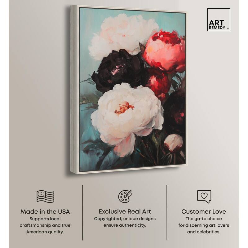 Three Shades of Peony II Canvas by Art Remedy