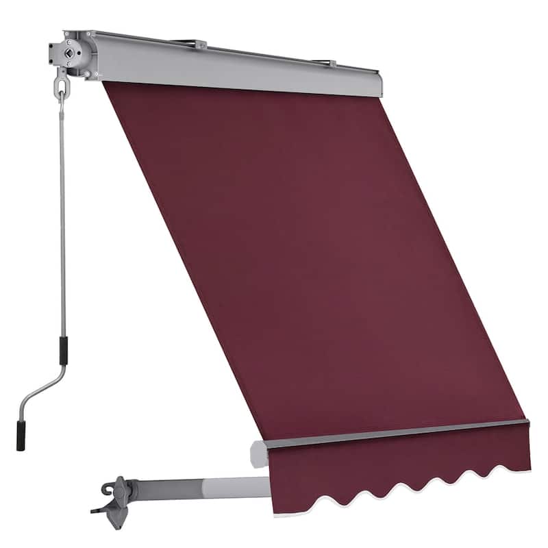 MCombo Patio Window Awnings 5'x8', Fully Assembled Manual Retractable Sunshade Canopy for Windows, 4137