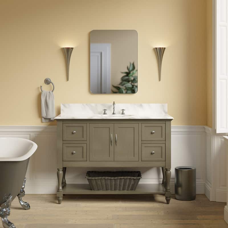 KitchenBathCollection Beverly 48" BathroomVanity w/ Carrara Marble Top