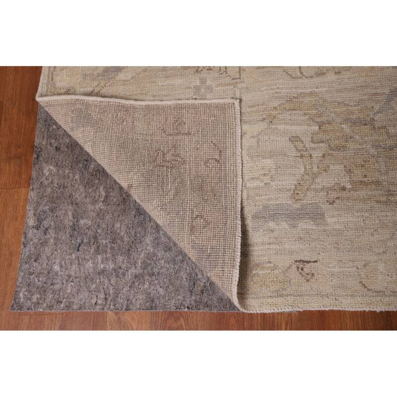 Vegetable Dye Beige Oushak Oriental Area Rug Hand-Knotted Wool Carpet - 9'0" x 12'5"