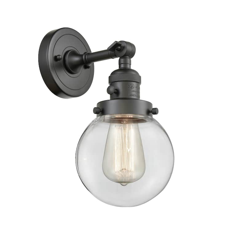 Innovations Lighting Beacon Single Light 12" Tall Bathroom Sconce with - Oil Rubbed Bronze / Clear