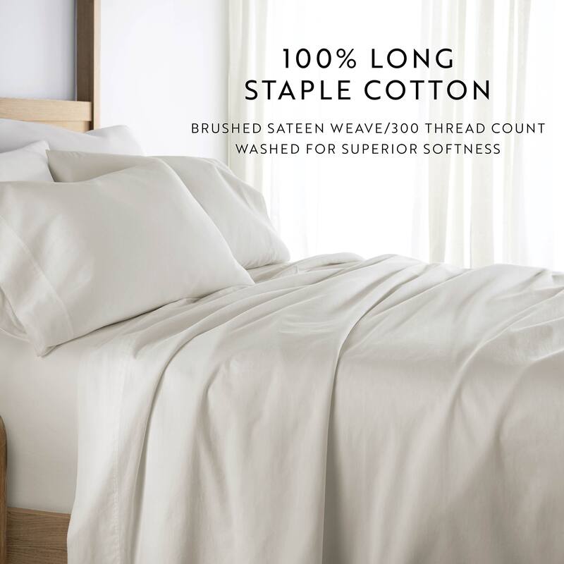 Becky Cameron Solid Brushed 300 Thread Count Cotton Sheet Set