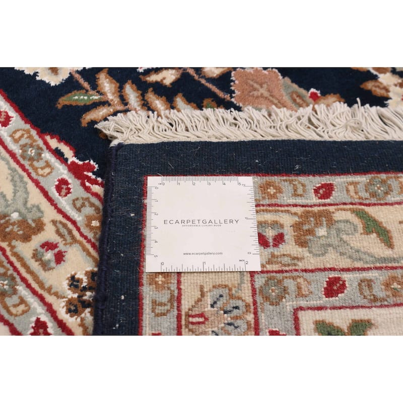 ECARPETGALLERY Hand-knotted Nain Dark Navy Silk, Wool Rug - 9'1 x 12'2