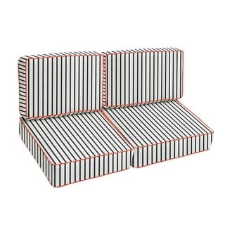 Blue White Stripe with Melon Indoor/Outdoor Corded Loveseat Set - 23 in x 47 in x 23 in