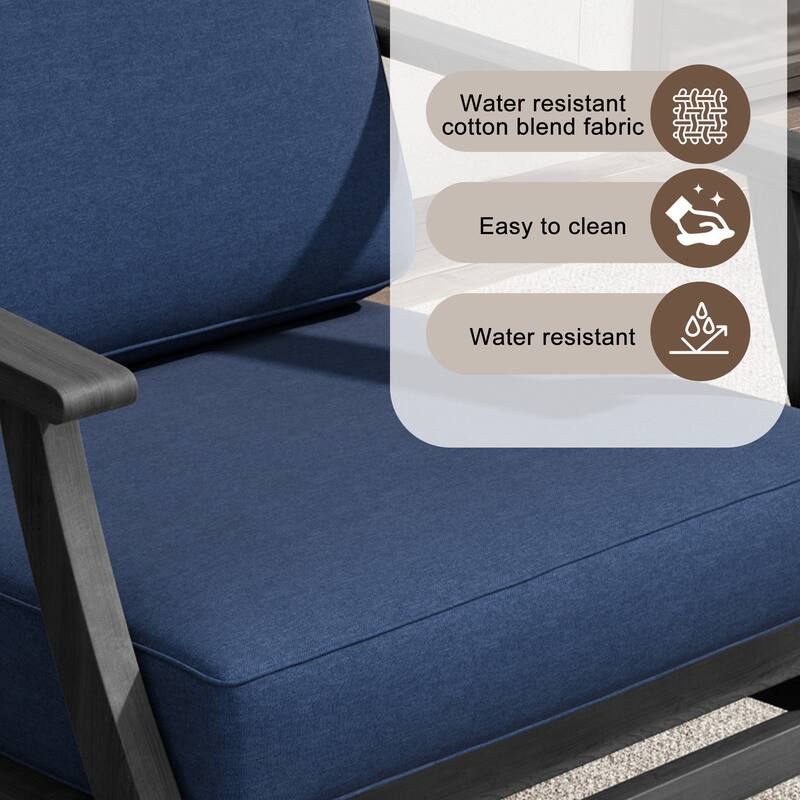 Teak Outdoor Patio Club Chairs Loveseat with Cushions