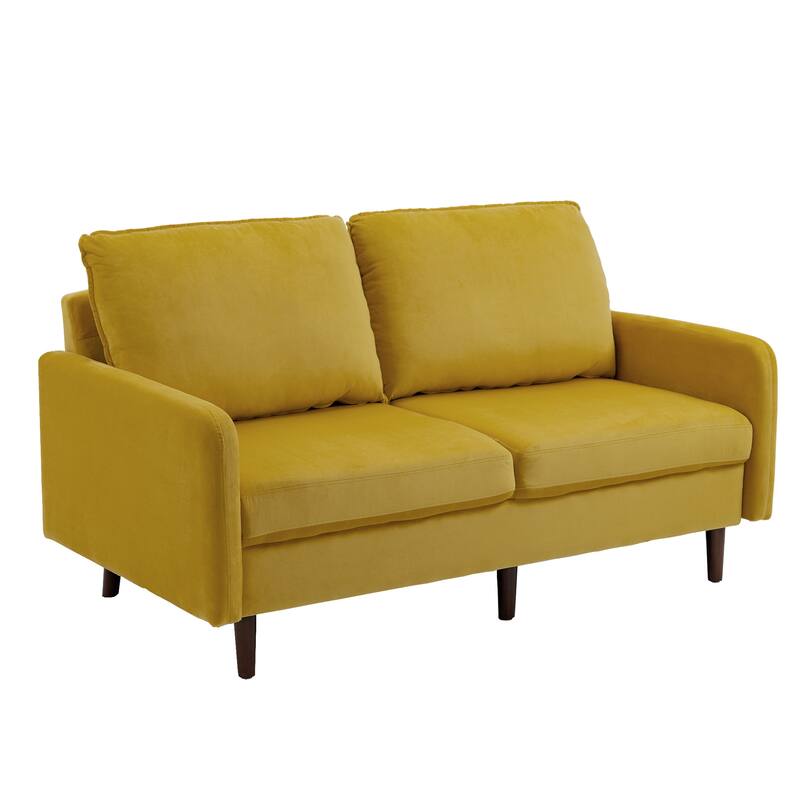 Velvet Loveseat Sofa With Wood Legs