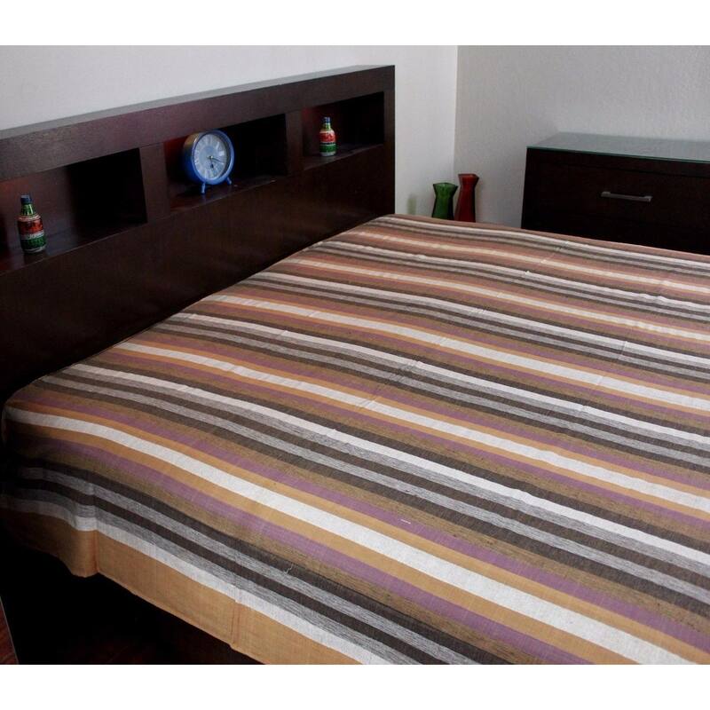 Striped Light weight Cotton Tablecloth Rectangle Red Blue Green - 85 x 100 inches - brown 85 x 100