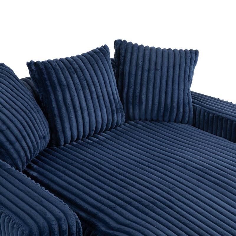 Corduroy lazy sofa bed Living room deep seat sofa with 3 back pillows