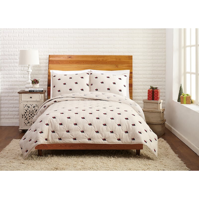 Holiday Bear Embroidered Quilt Set