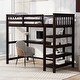 preview thumbnail 1 of 13, Twin Size Loft Bed with Integrated Desk and Storage Shelves ,Solid Wood Construction Espresso