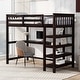 preview thumbnail 1 of 6, Twin Size Wooden High Loft Bed with Storage Shelves and Desk, Solid Wood Loft Bed Frame with Guardrails, No Box Spring Needed Espresso - Twin