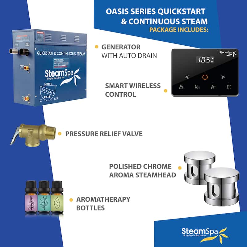 Oasis Series 12000-Watts Steam Generator with Continuous Steam Plus Fully Wireless Handheld Control