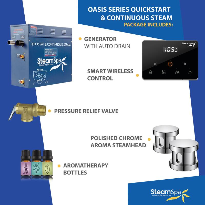 Oasis Series 6000-Watts Steam Generator with Continuous Steam Plus Fully Wireless Handheld Control