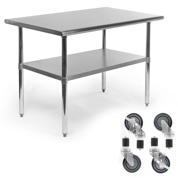 Shop 48 x 30 Inch NSF Stainless Steel Prep Table with 4 Casters by