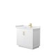 preview thumbnail 78 of 168, Miranda Single Vanity Set, Cultured Marble Top, No Mirror 36-Inch Single - White, Gold Trim, White Cultured Marble Top