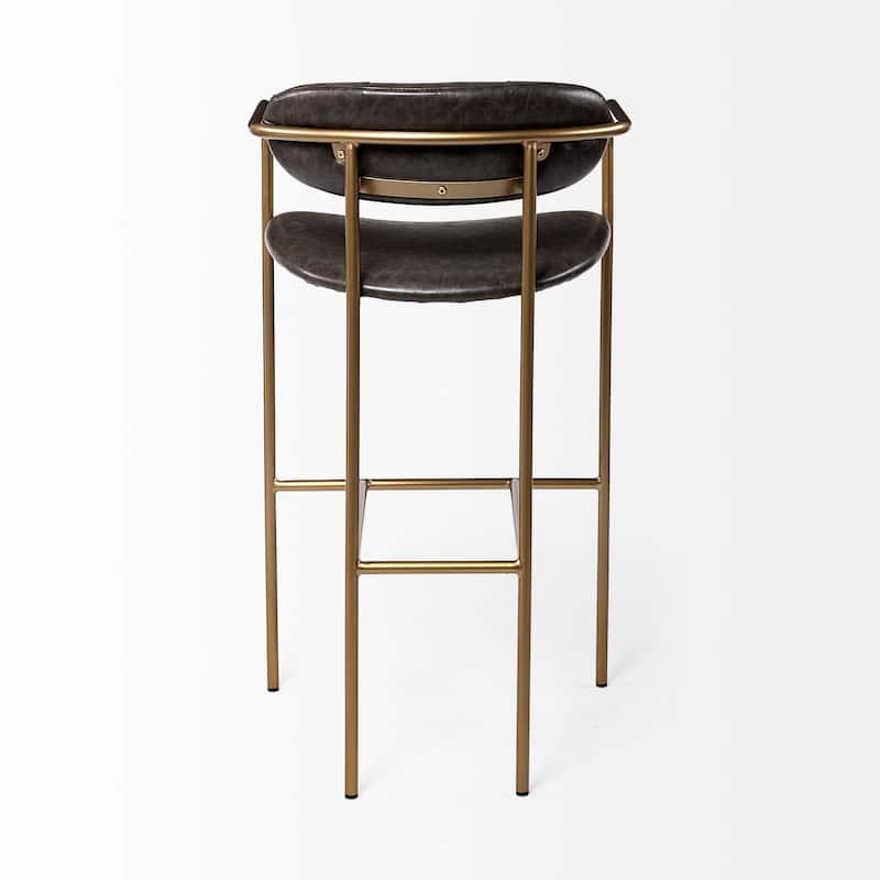 Parker Brown Faux-Leather Seat with Gold Metal Frame Bar Stool