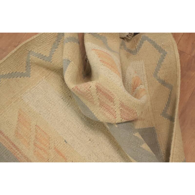 Hand Woven Oriental 100% Wool Carpet Southwestern Tribal Multi-Colored Kilim Area Rug - 3' 9'' X 2' 0''