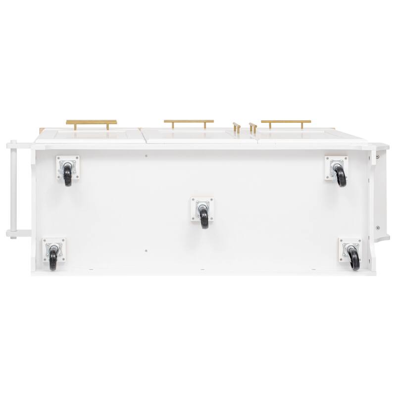 59.3" Rolling Kitchen Island with Storage 2 Pull Out Cabinet Organizers & Rubber Wood Drop Leaf,Trash Can Storage,Power Outlet