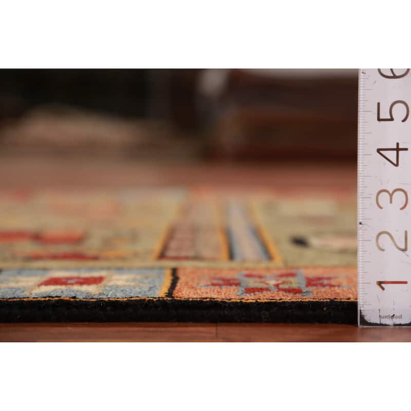 Hand Knotted Oriental 100% Wool Carpet Traditional Tribal Yellow & Gold Heriz (serapi) Runner Rug - 9' 10'' X 4' 1''