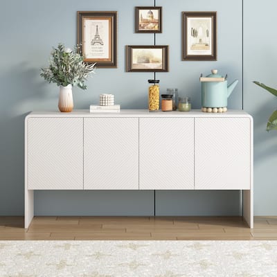Minimalist Style 60"L Large Storage Space Sideboard with 4 Doors