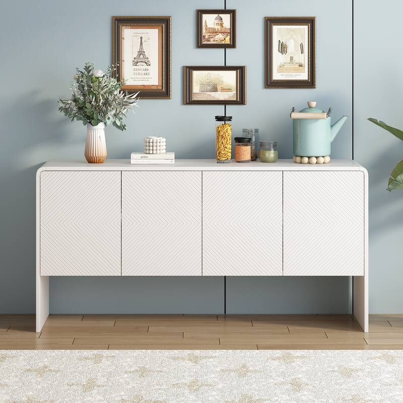 Modern 4-Door Sideboard with 1 Adjustable Shelf for Living Room and Entryway