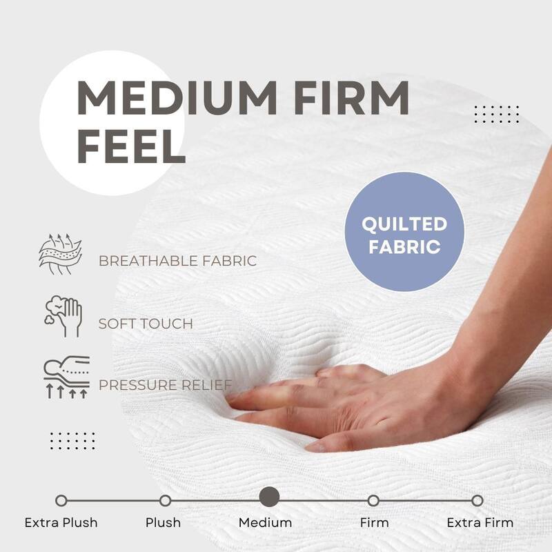 L'Baiet 8" Gel Memory Foam Mattress / Bed in a Box / Medium Firm / Breathable Cooling-Gel Comfort Technology