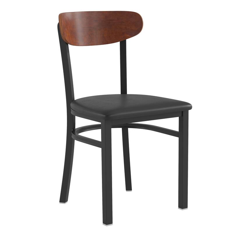 Commercial Metal Dining Chair with Wood Seat and Boomerang Back