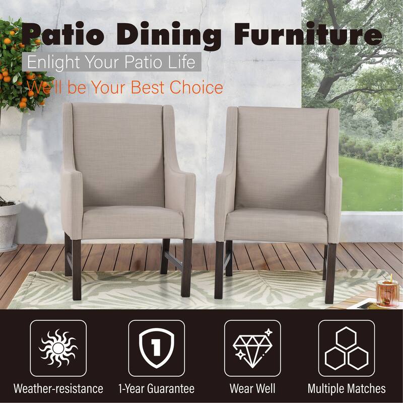 MAISON ARTS MAISON ARTS 6 Piece Outdoor Patio Dining Set,1 Acacia Wood Table & 4 Cushioned Rattan Chairs