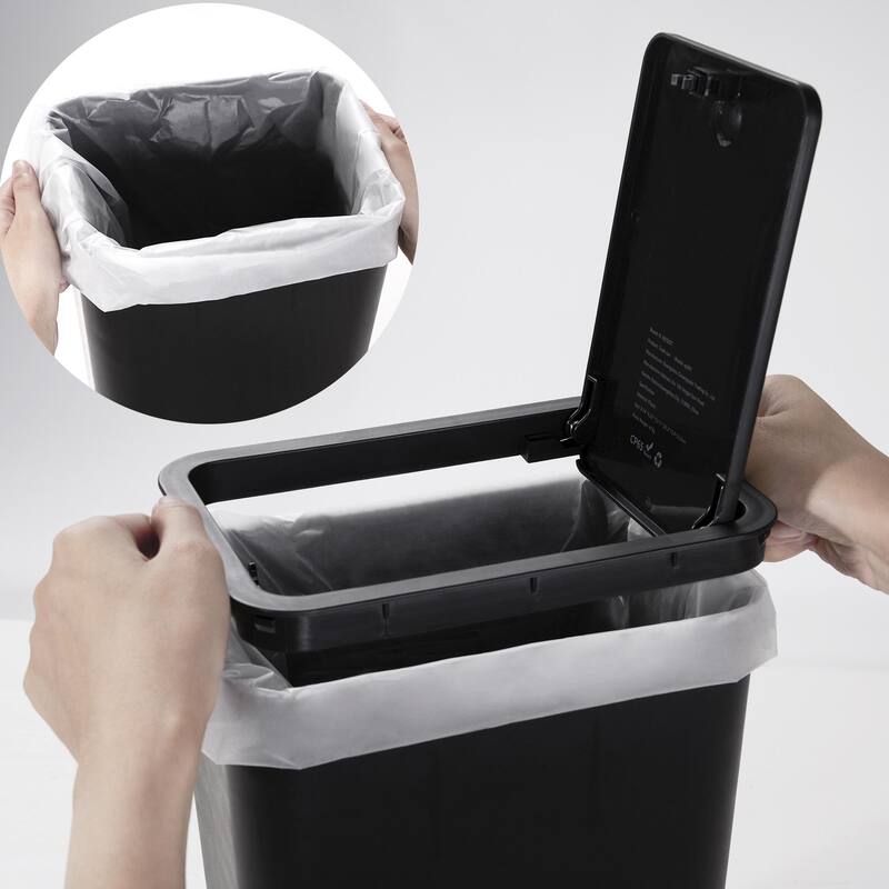 2.6 Gallon Slim Plastic Trash Can with Press Top Lid