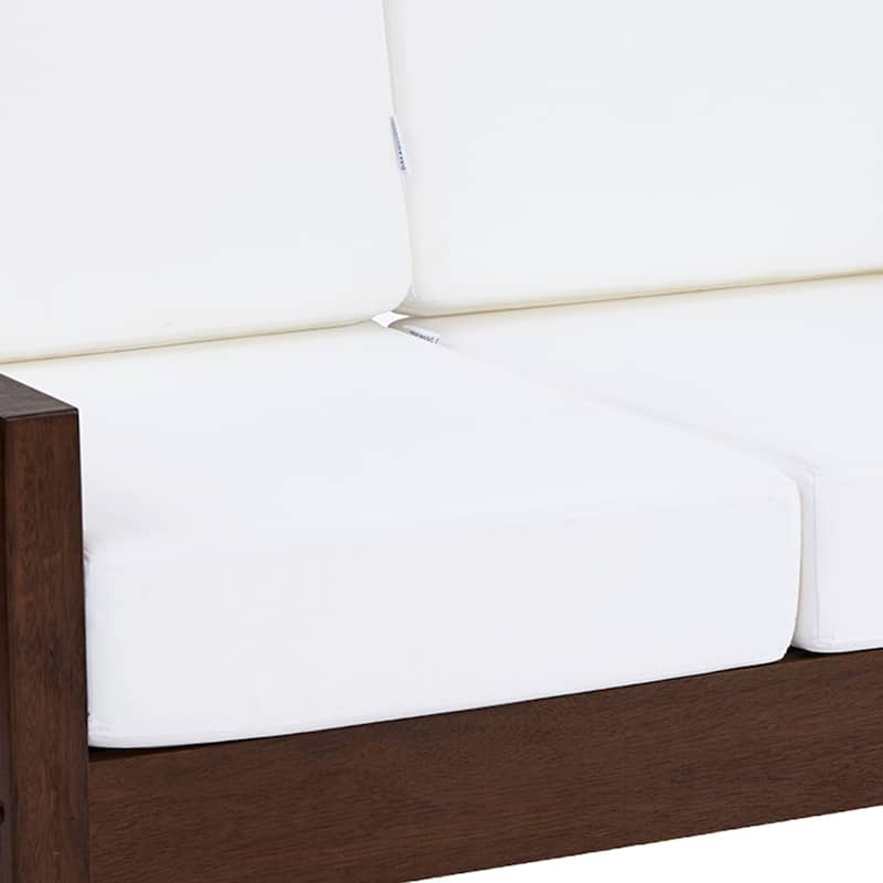 Patio Teak Wood Outdoor Loveseat with Cushion