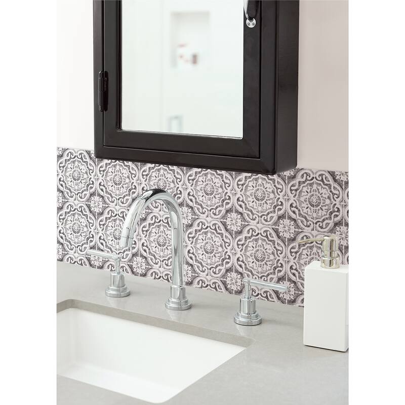 WallPops Ada Grey Embossed Peel and Stick Backsplash Tiles