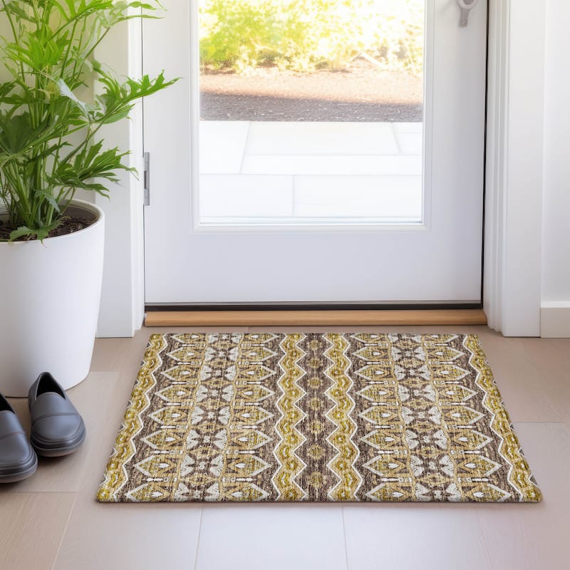 Premium Washable Super Soft Moroccan Global Mayfield Rug - Gold - 1'8" x 2'6"