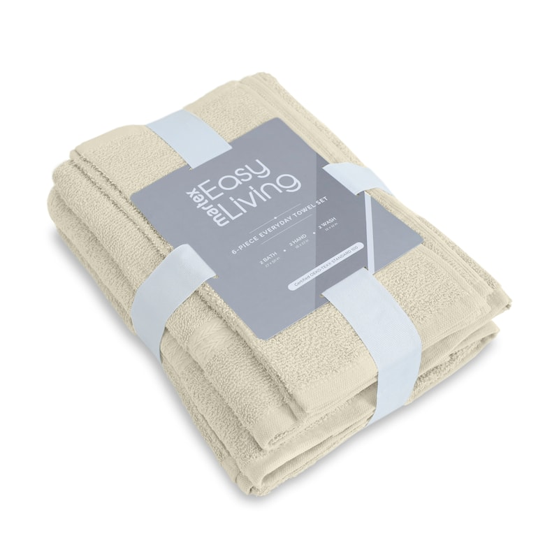 Superior Miami 100% Cotton 6-Piece Towel Set - Lightweight & Quick Drying