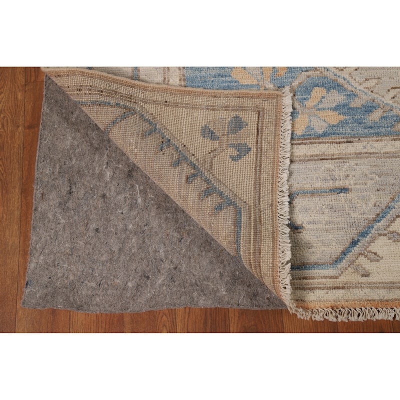 Vegetable Dye Orange Oushak Turkish Area Rug Hand-Knotted Wool Carpet - 5'7"x 7'11"