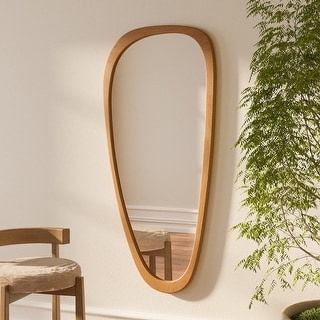 Pine Frame Cobblestone Shaped Asymmetrical Wall Mirror
