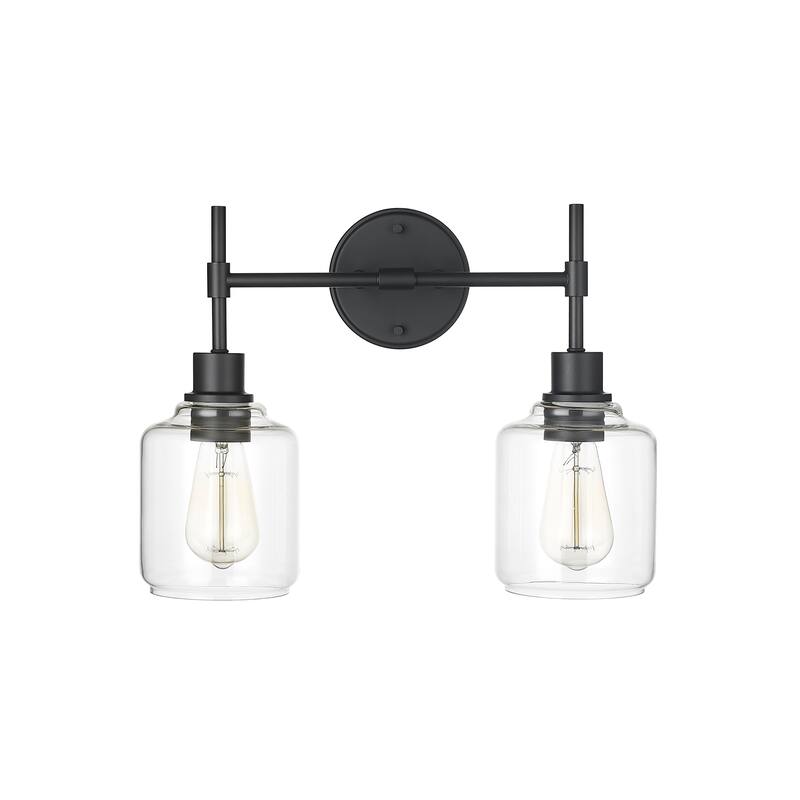 Millennium Lighting Asheville Bathroom Vanity Fixture in Matte Black with Clear Glass Shades - 2 Light