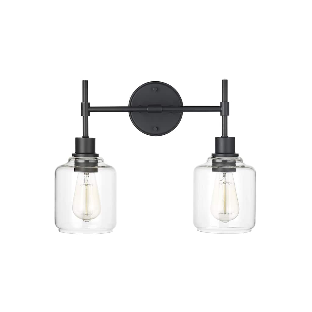 Millennium Lighting Asheville Bathroom Vanity Fixture in Matte Black with Clear Glass Shades